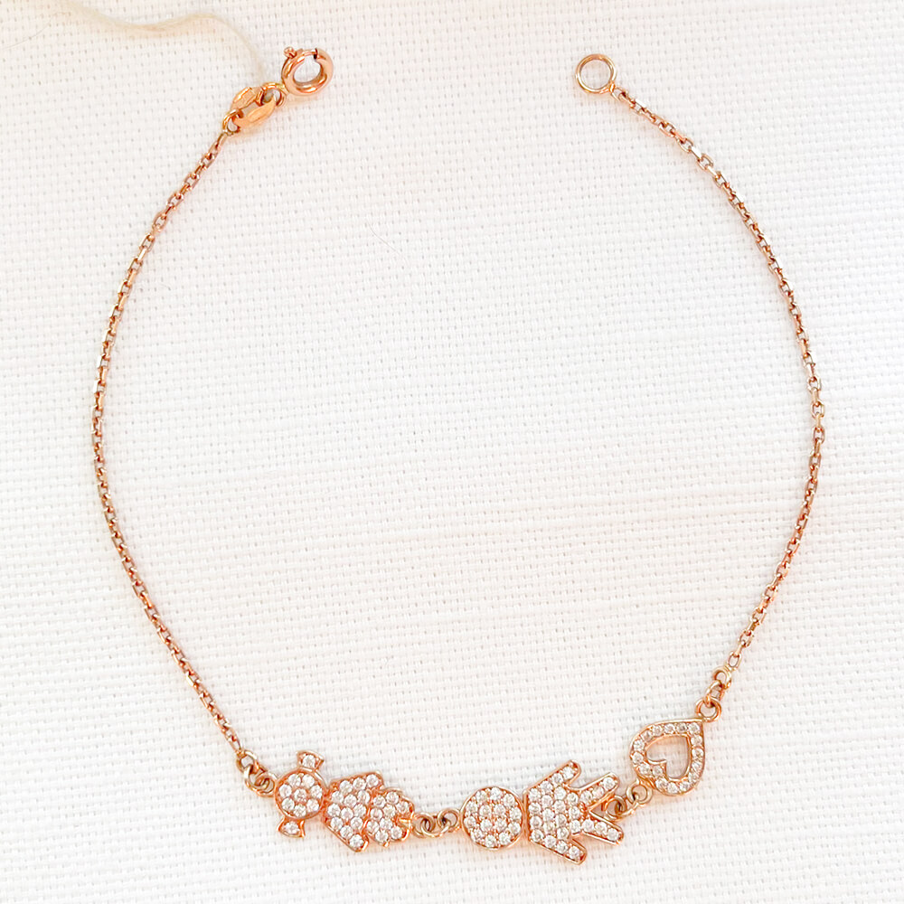 Золотой браслет с подвесками Мальчик-Девочка. Артикул: 000598