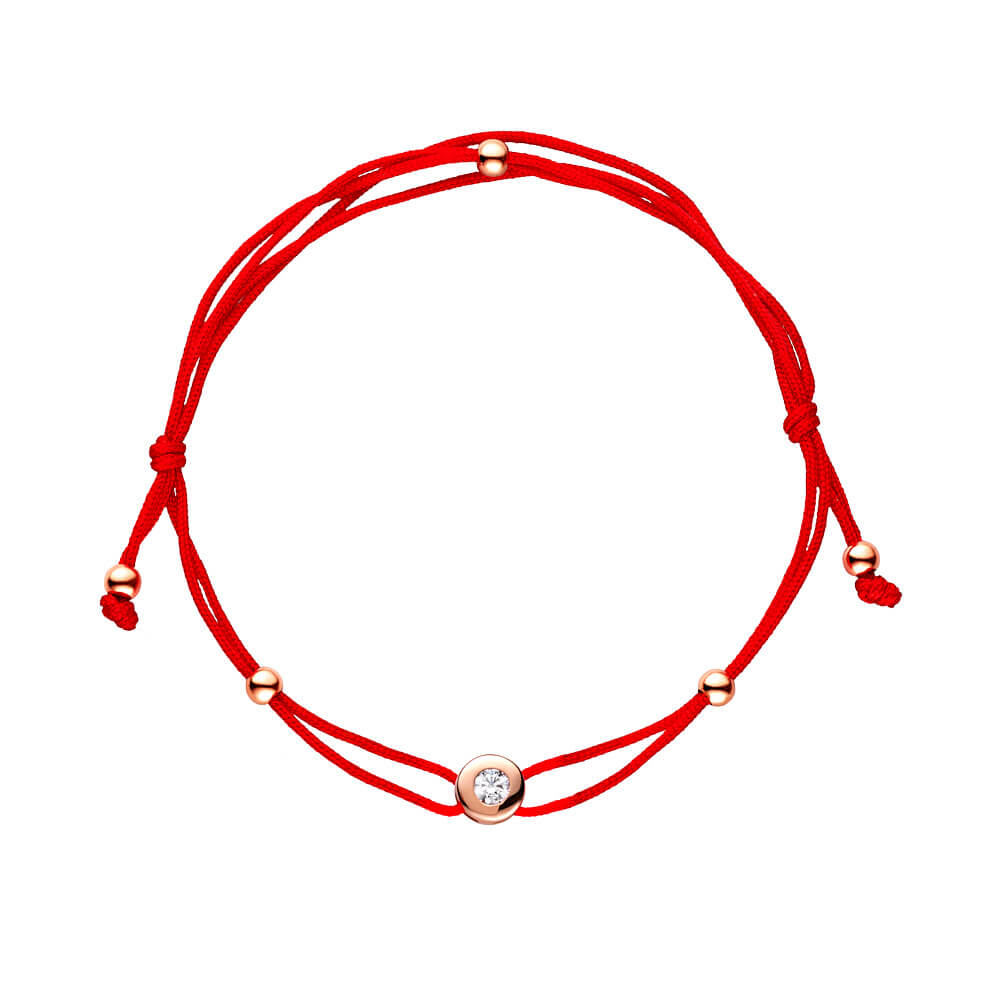 Браслет з червоною ниткою і золотими вставками. Артикул: 003331