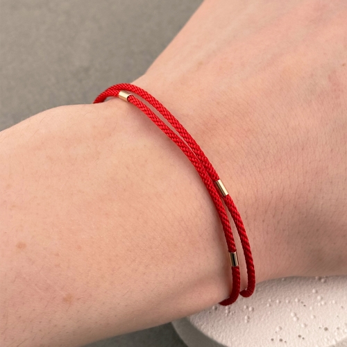 Подвійний шовковий браслет із золотим замком. Артикул: 010915