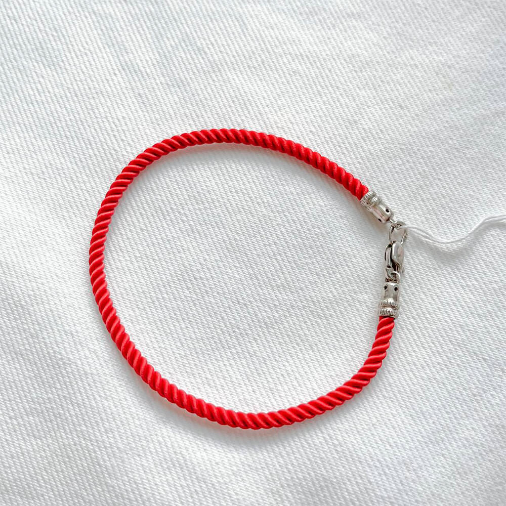 Шовковий браслет 3мм зі срібним замком. Артикул: 22103-40