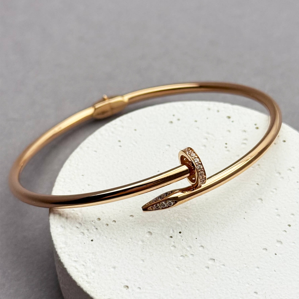 Золотой браслет Гвоздь с фианитами. Артикул: 007328