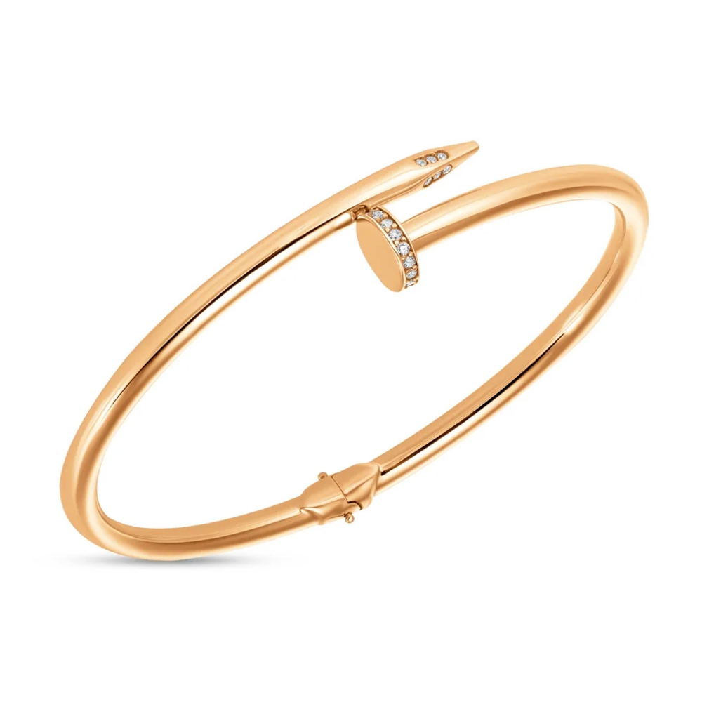 Золотой браслет Гвоздь с фианитами. Артикул: 008373