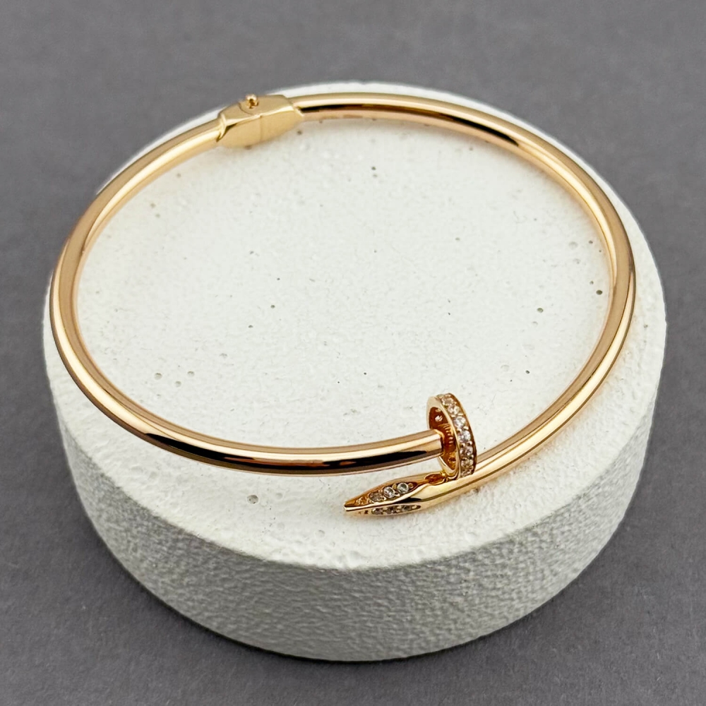 Золотой браслет Гвоздь с фианитами. Артикул: 010234