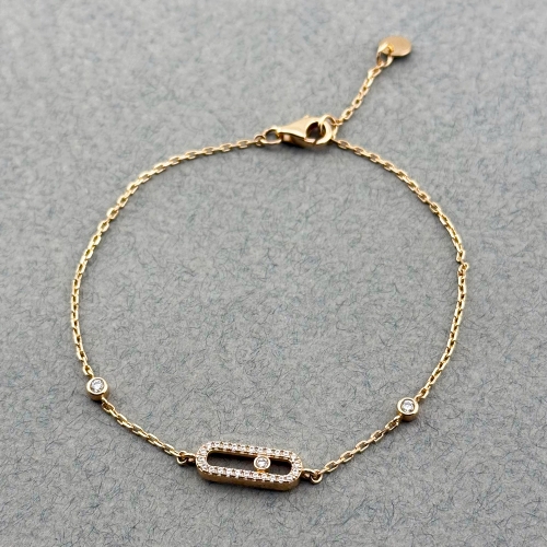 Золотой браслет Скрепка с фианитами. Артикул: 011132