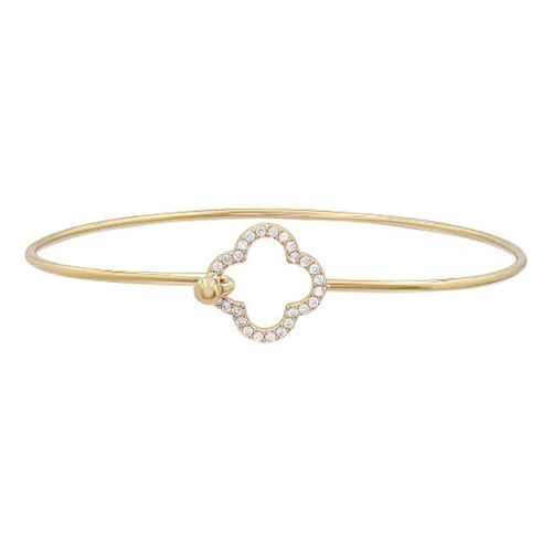 Золотой браслет жесткий с Клевером. Артикул: 004748