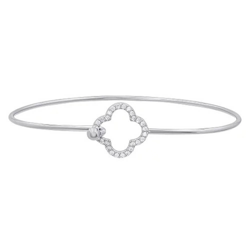 Золотой браслет жесткий с Клевером. Артикул: 004762