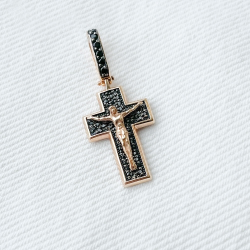 Золотий хрест з фіанітами. Артикул: 001127