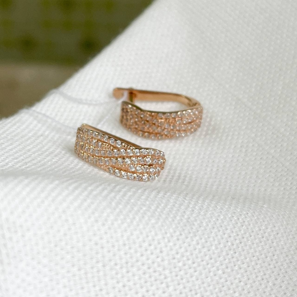 Золоті сережки з фіанітами. Артикул: 002722