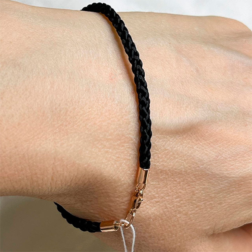 Шовковий браслет із золотым замком. Артикул: 21103-10