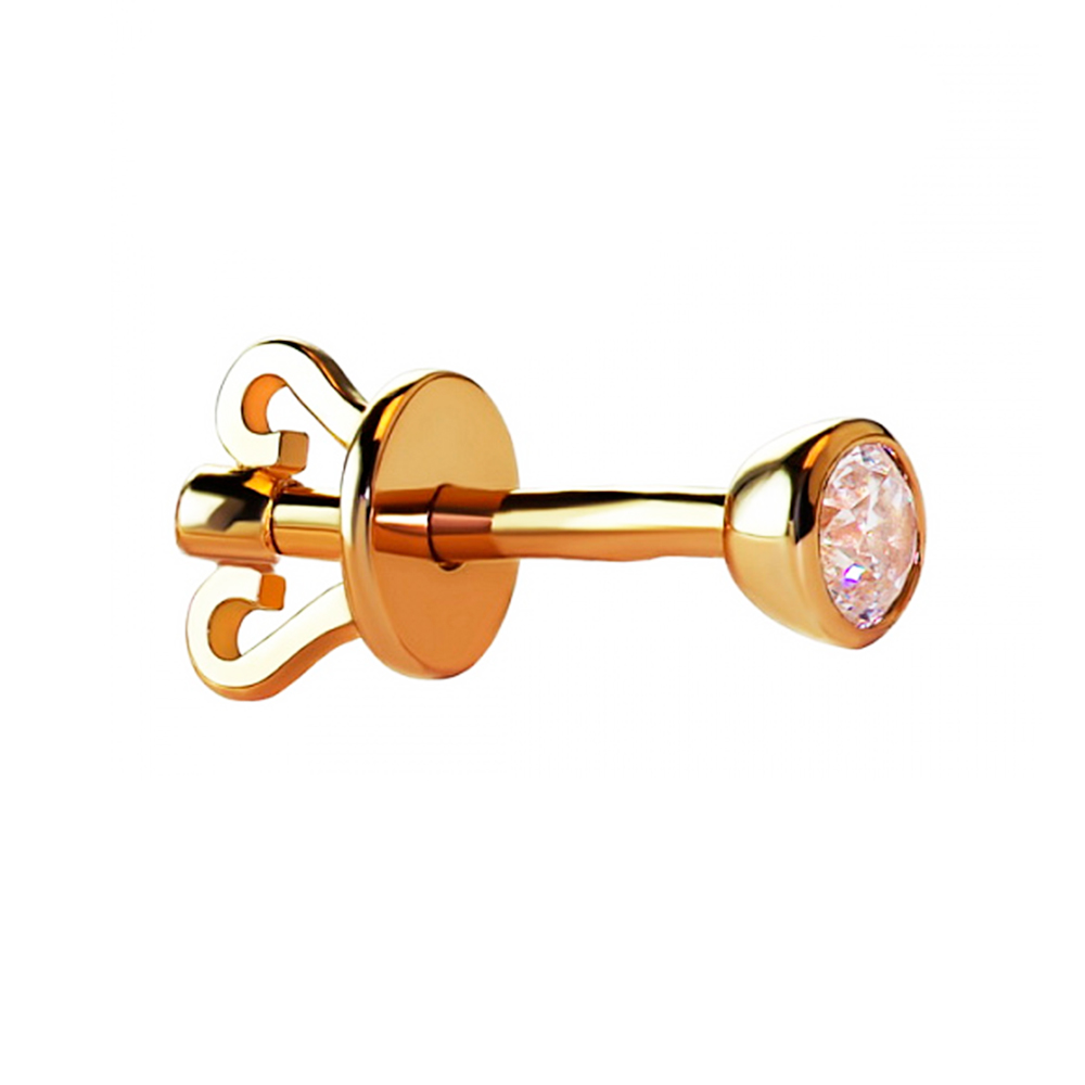 Золота сережка з фіанітом. Артикул: 003212