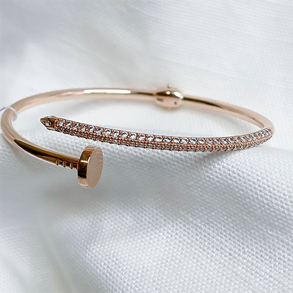 Золотой браслет Гвоздь с фианитами. Артикул: 003015