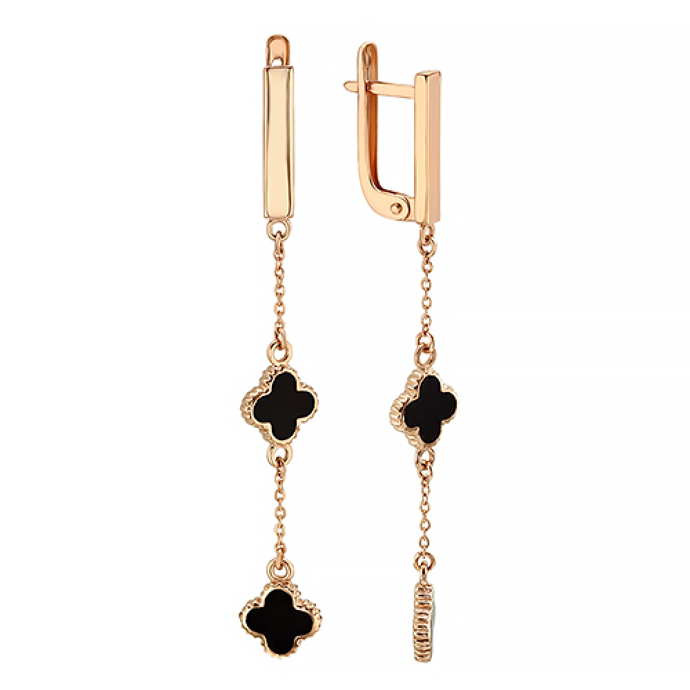 Золоті сережки-підвіски Конюшина. Артикул 003148