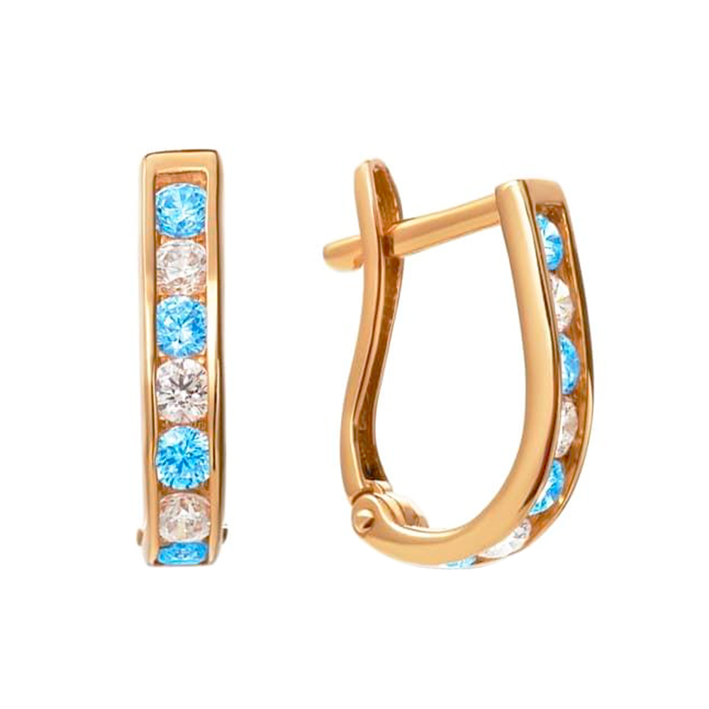 Золотые серьги с фианитами. Артикул: 003207