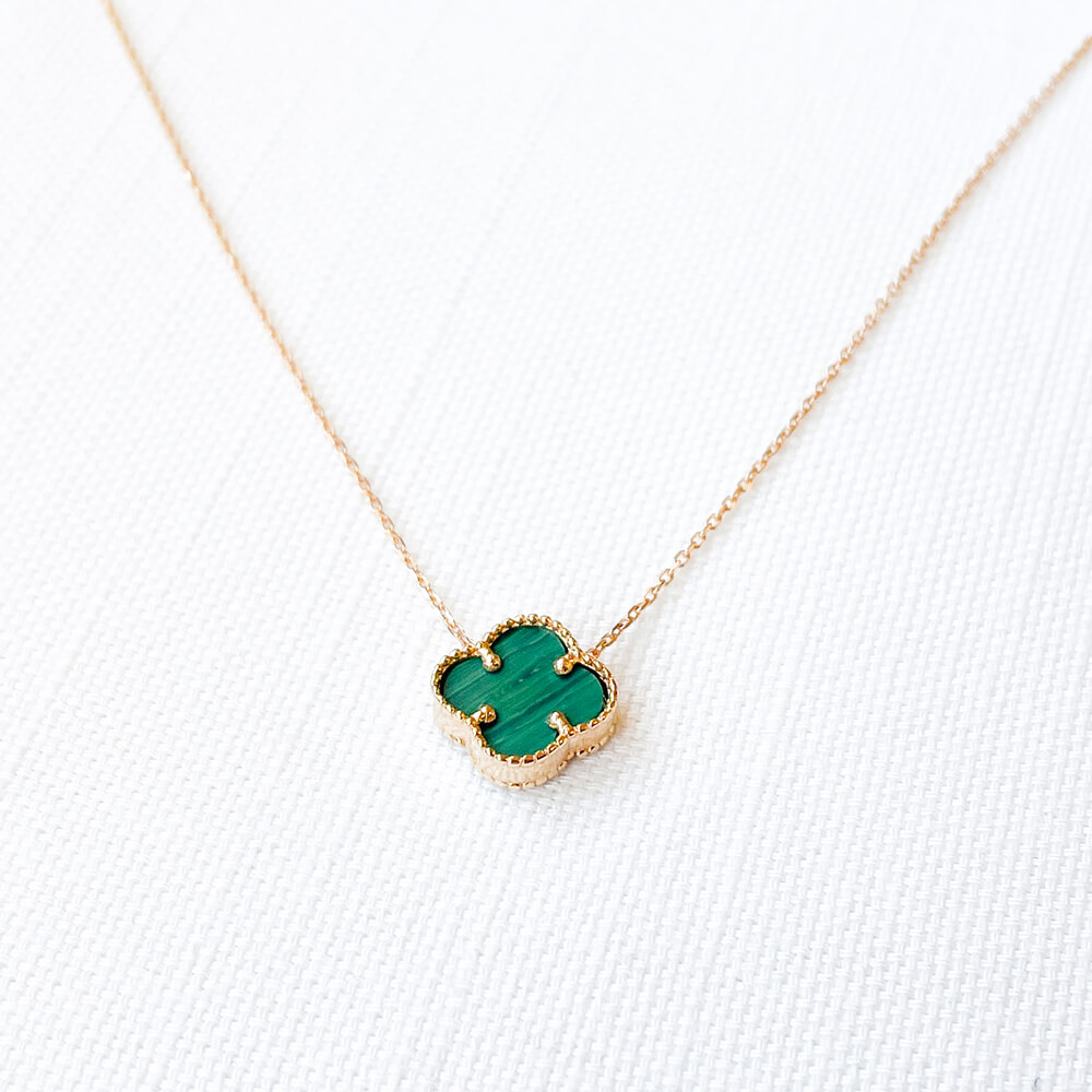 Золоте кольє Клевер з малахітом. Артикул: 005958