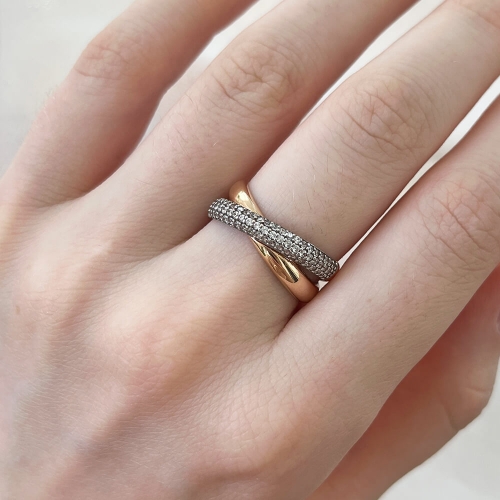 Золота каблучка зі вставкою фіанітів. Артикул: 001013