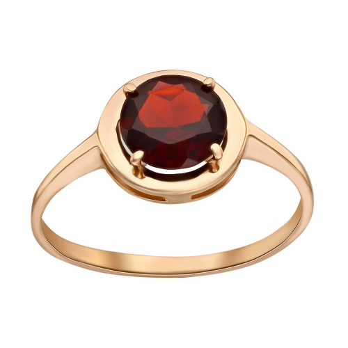 Золота каблучка зі вставкою гранату. Артикул: 003667