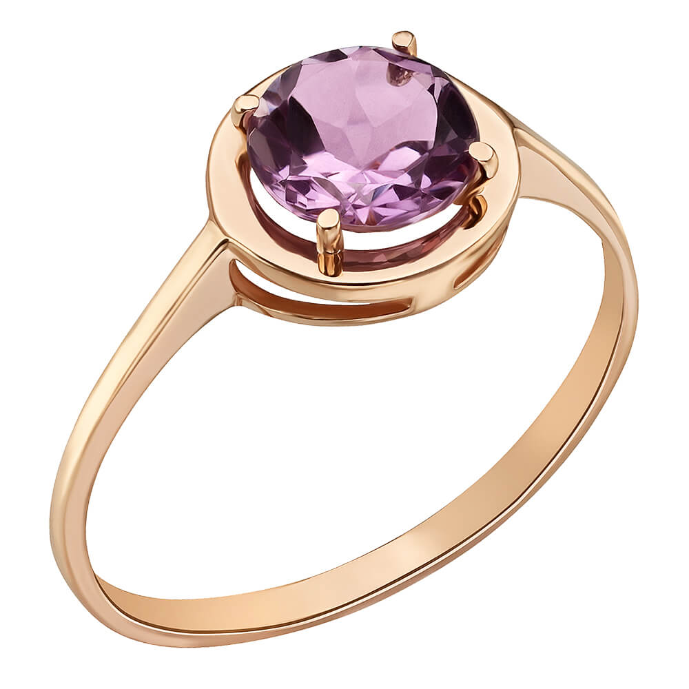 Золотое кольцо с аметистом. Артикул: 004562