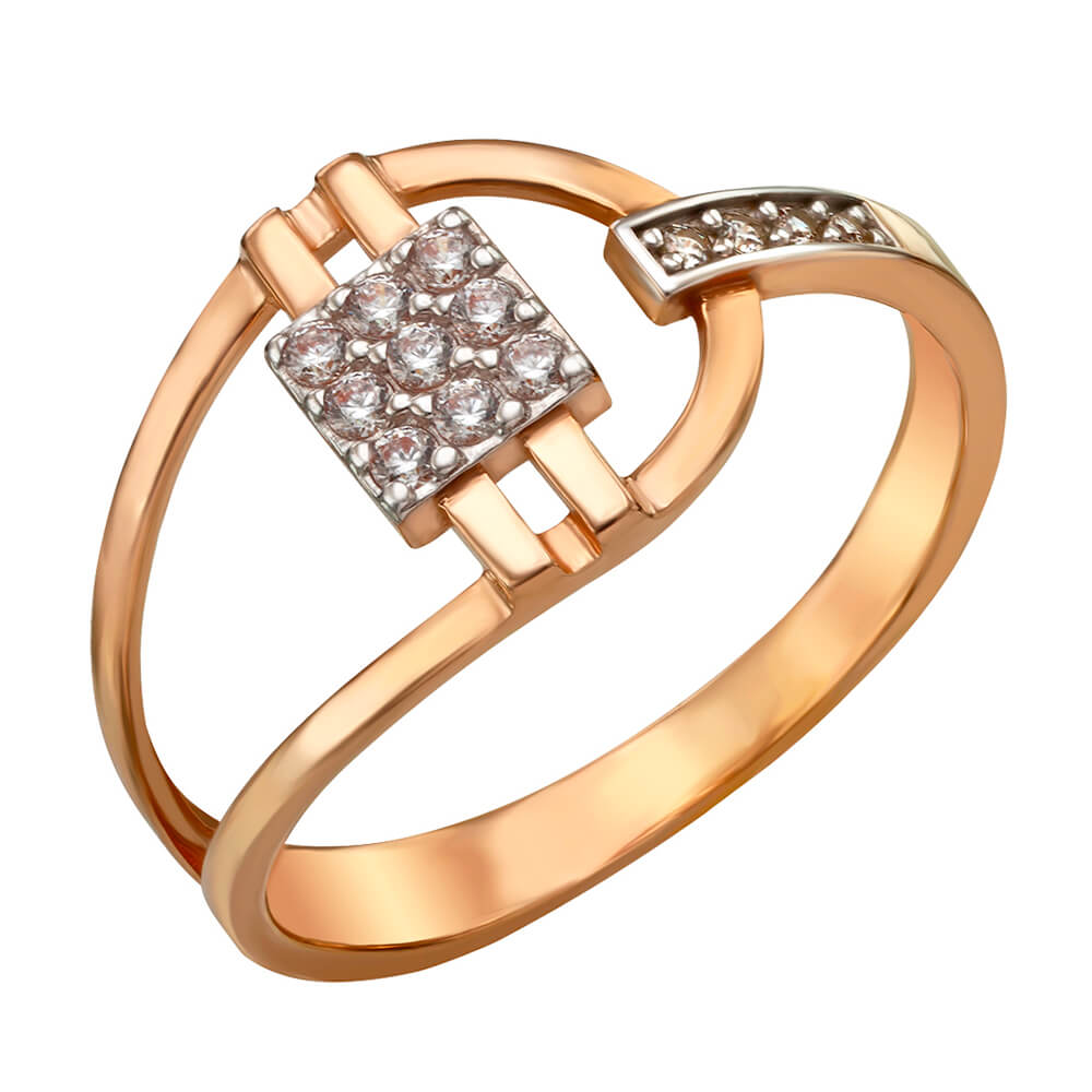 Золотое кольцо с фианитами. Артикул: 000959