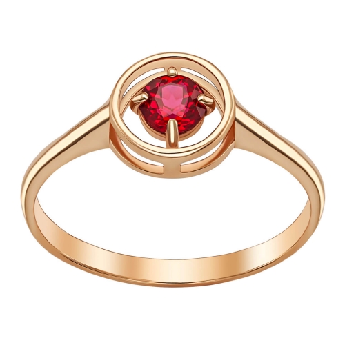 Золота каблучка з рубіном. Артикул: 009952
