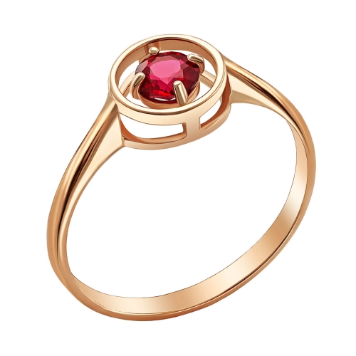 Золота каблучка з рубіном. Артикул: 009952