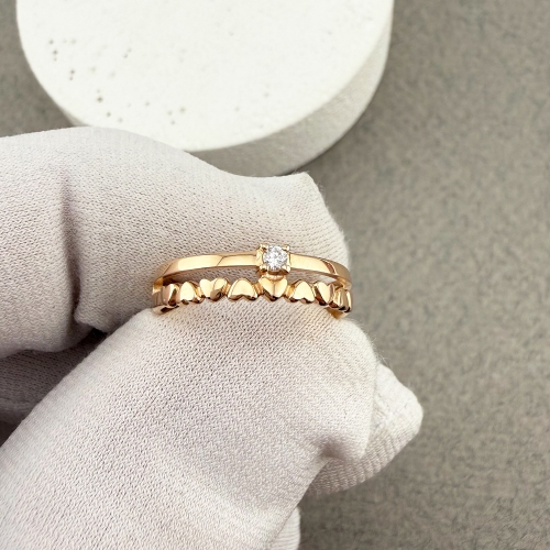 Золота каблучка Серця з фіанітом. Артикул: 011007