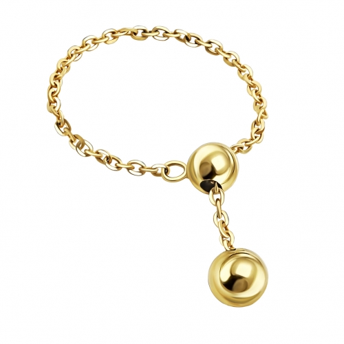 Золота каблучка-ланцюжок з кульками. Артикул: 010881