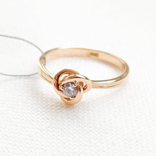 Золотое кольцо Цветочек со вставкой фианита. Артикул: 003733