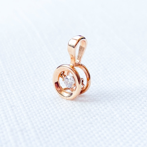 Золотий підвіс з плаваючим фіанітом. Артикул: 001861