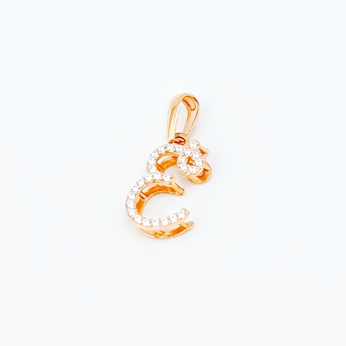 Золотий підвіс Літера "Е" з фіанітами. Артикул: 006393