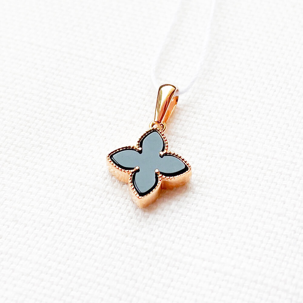 Золотий підвіс Клевер з агатом. Артикул: 005757