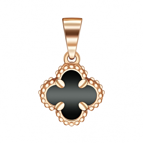 Золотий підвіс Клевер з агатом. Артикул: 010888