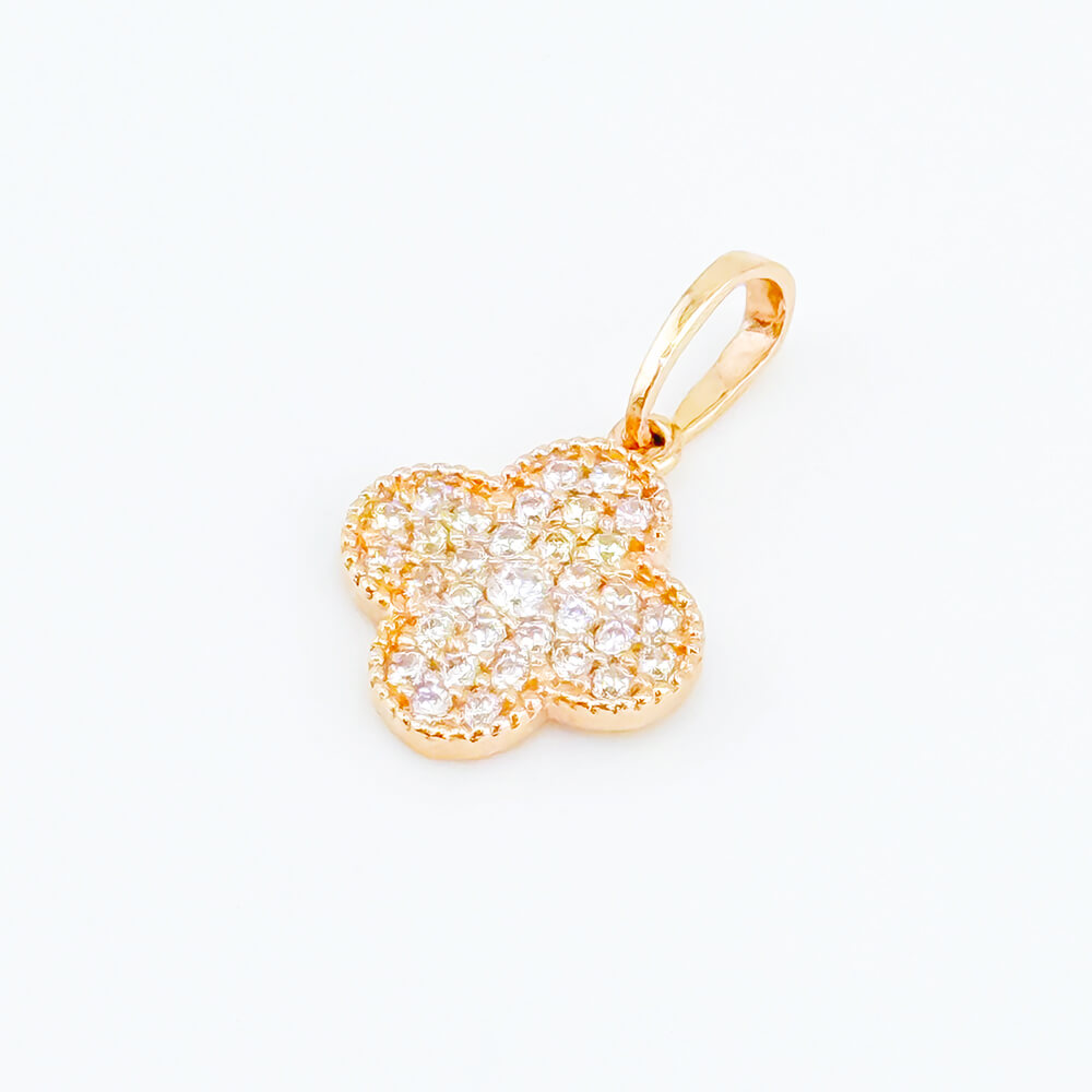 Золотий підвіс Клевер з фіанітами. Артикул: 006373