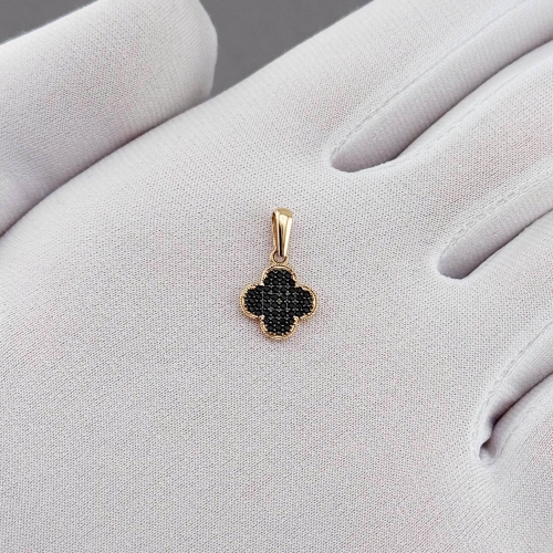 Золотий підвіс Конюшина з фіанітами. Артикул: 010237