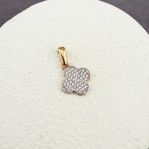 Золотой подвес Клевер с фианитами. Артикул: 010238