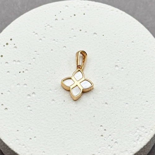 Золотой подвес Клевер с перламутром. Артикул: 009039