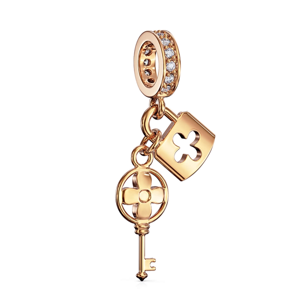 Золотий підвіс Ключик з фіанітами. Артикул: 008111