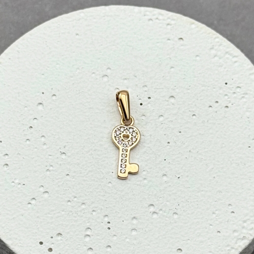 Золотий підвіс Ключик з фіанітами. Артикул: 009033
