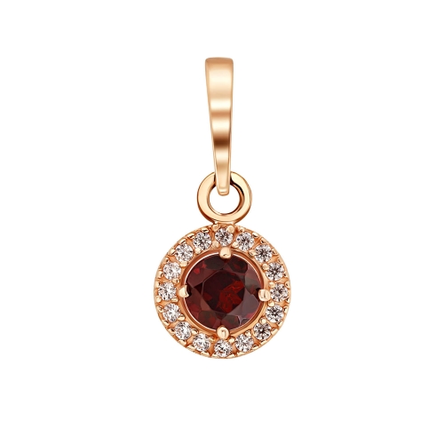 Золотий підвіс з гранатом і фіанітами. Артикул: 009835