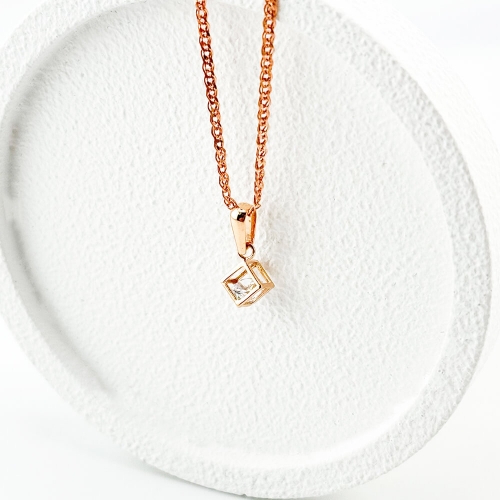 Золотий підвіс з плаваючим фіанітом. Артикул: 006666