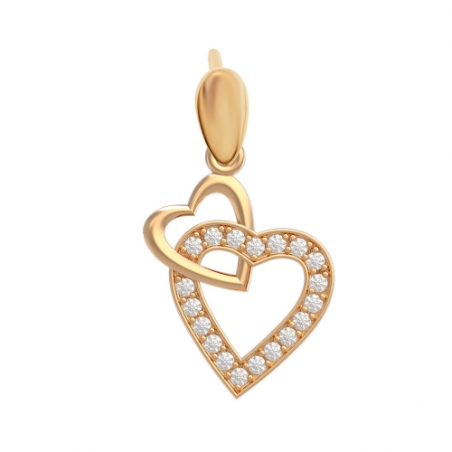 Золотой подвес Сердце с фианитами. Артикул: 006426