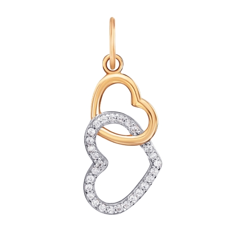 Золотий підвіс Серце з фіанітами. Артикул: 006472