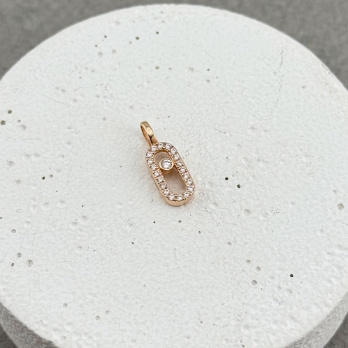 Золотой подвес Скрепка с фианитами. Артикул: 011133