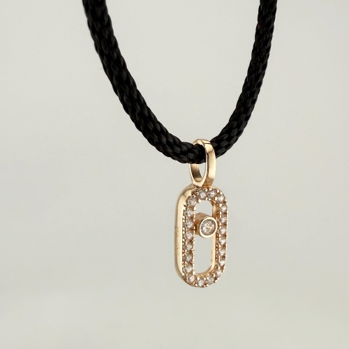 Золотой подвес Скрепка с фианитами. Артикул: 011133