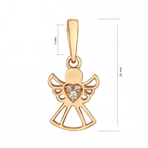 Золотий підвіс Янгол з фіанітами. Артикул: 003181