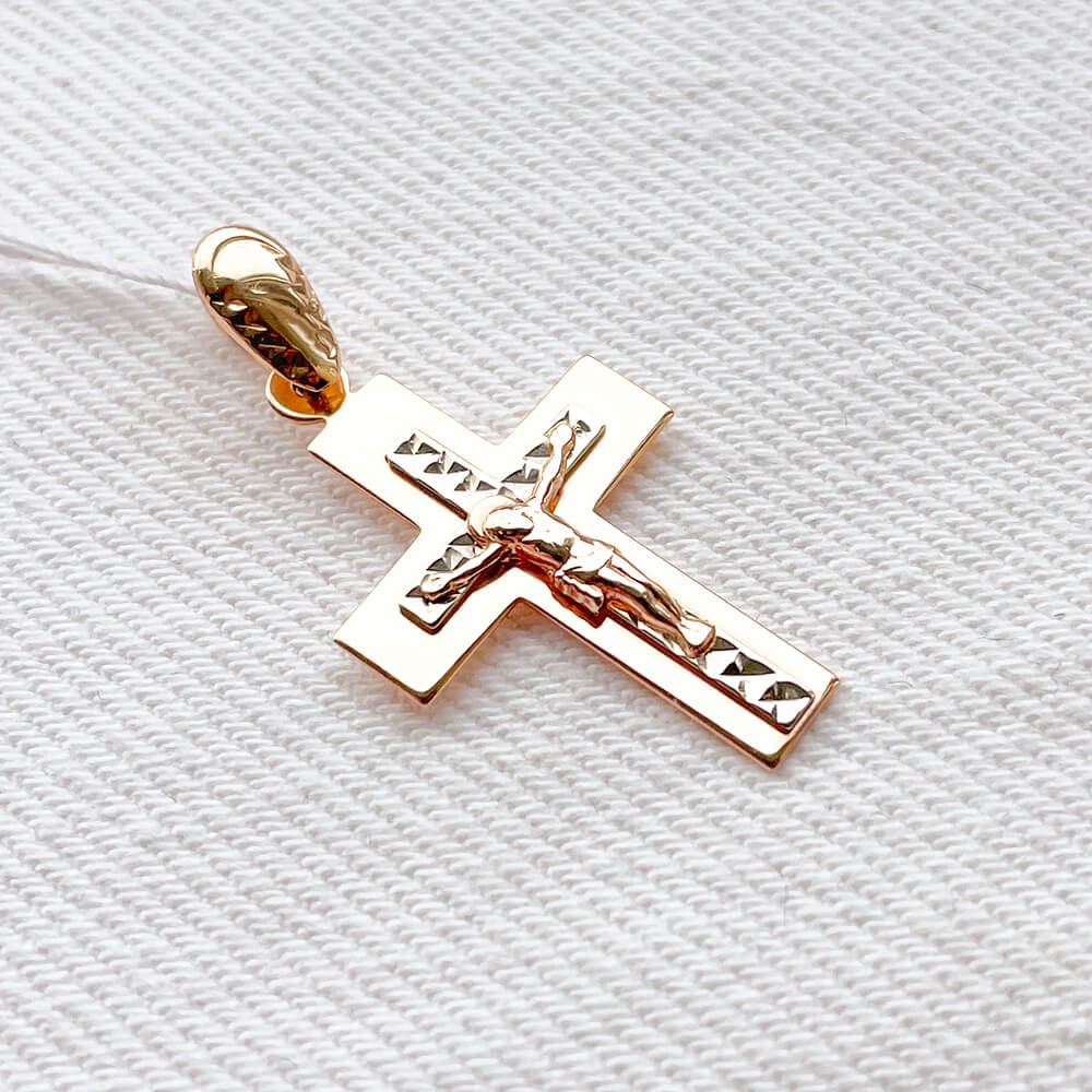 Золотой крестик с распятием. Артикул: 001101
