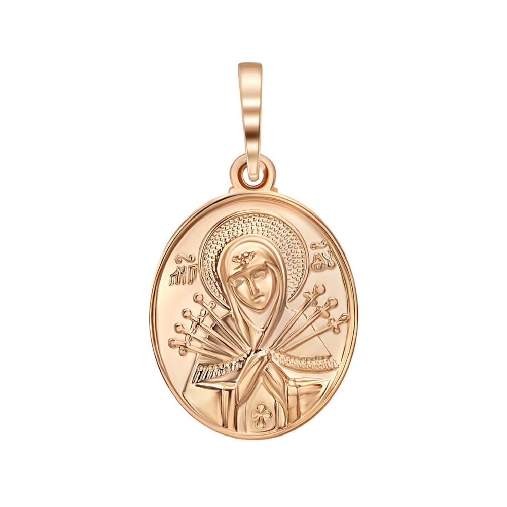 Золота ладанка Богородиця Семистрільна. Артикул: 006138