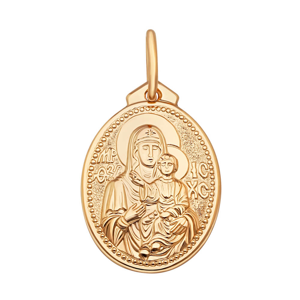 Золота ладанка "Ікона Божої Матері Утамуй мої печалі". Артикул: 006517