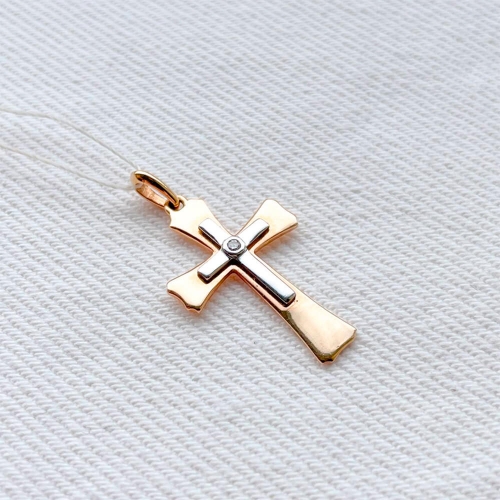 Золотий хрест з фіанітом. Артикул: 001100