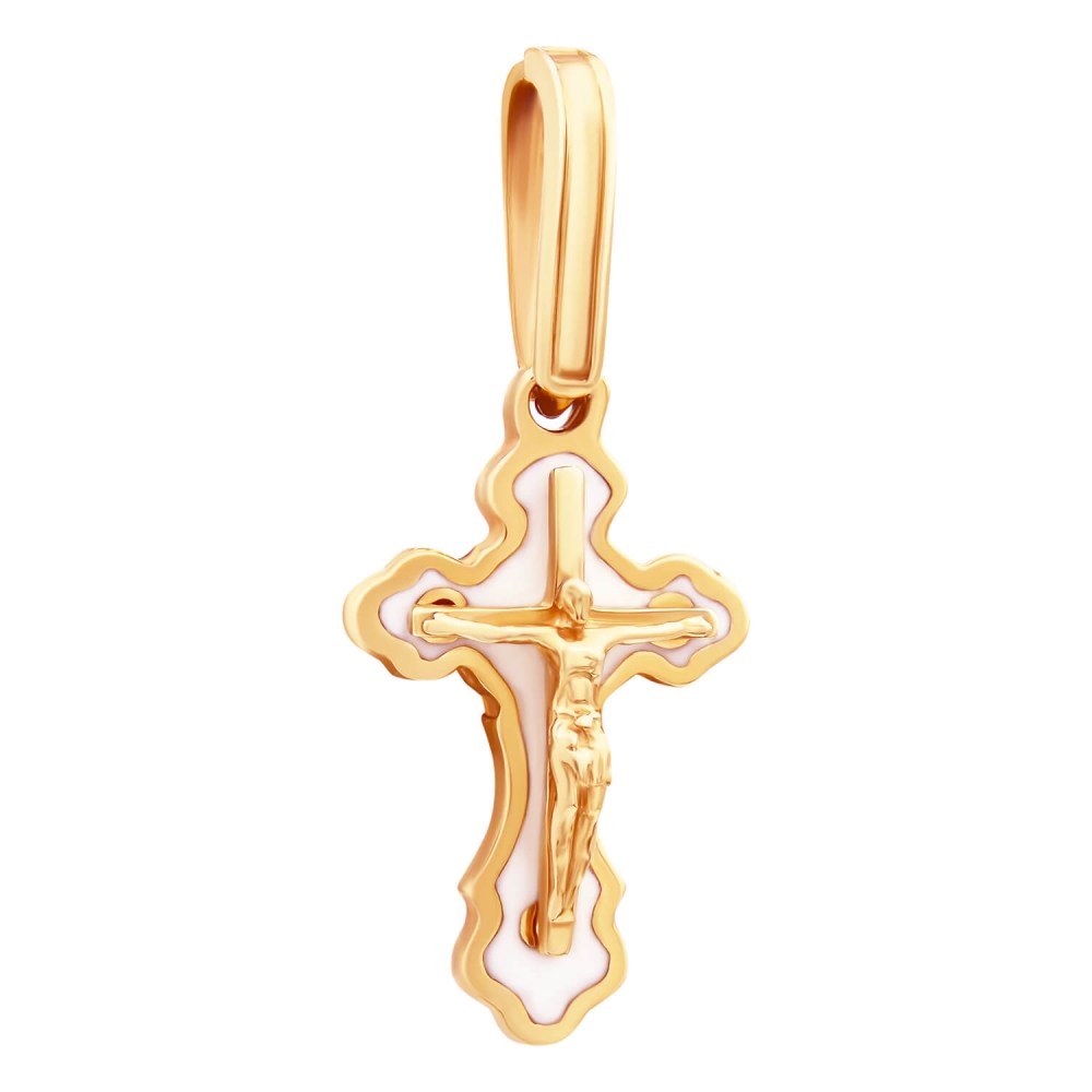 Золотой крестик с эмалью. Артикул: 008049