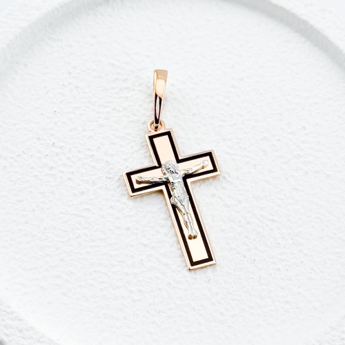 Золотий хрестик з емаллю. Артикул: 008523